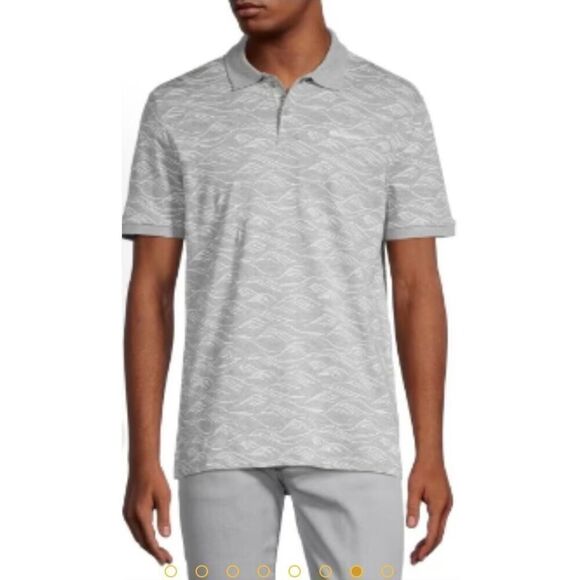 BEN SHERMAN - NWT - M Sz M - Wave Print Polo Shirt in Tonal Wave/Grey Heather - Picture 9 of 16